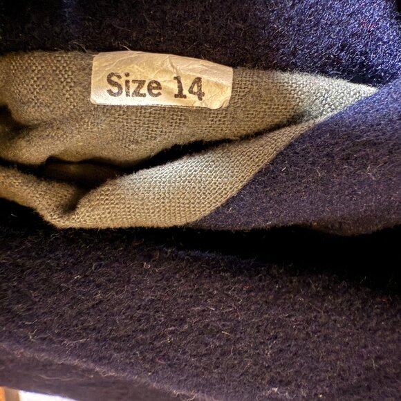 Vintage Authentic macKintosh Vest Wool Coat Navy with Red Leather Buttons Sz 14 - Picture 3 of 12